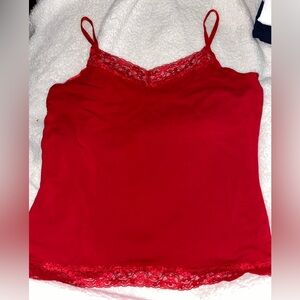 LG, Red lace trimmed cami